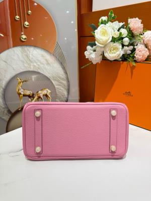 wholesale quality hermes birkin 25 pink matte alligator and togo touch